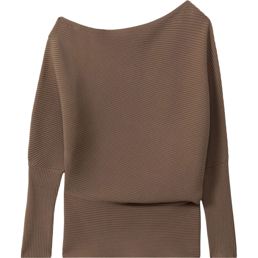 REISS LORNA Asymmetric Draped Knitted Top